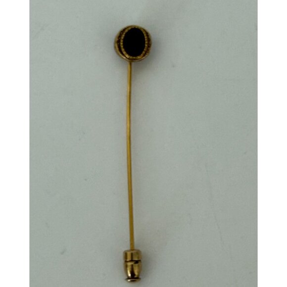 Vintage Gold Tone Stick Pin With Dark Red Oval Stone Accent - Picture 1 of 4